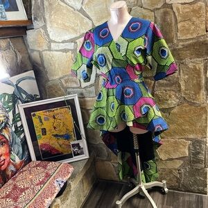 Cassia Ankara Print Peplum Top